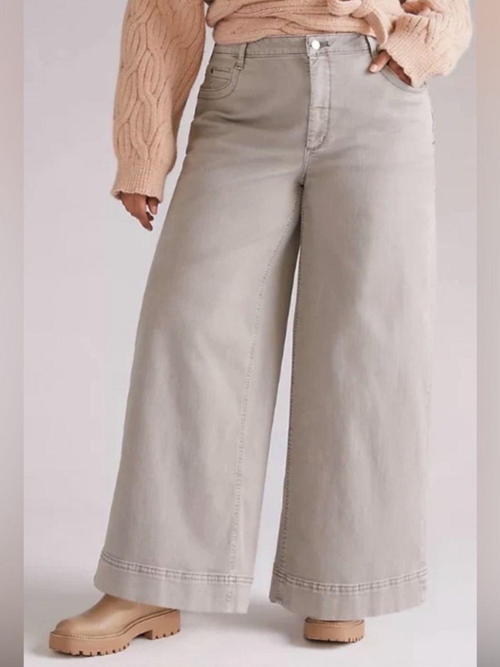 Anthropologie Maeve Gray High Waist Wide Leg Flare Palazzo Jada Jeans Size 31